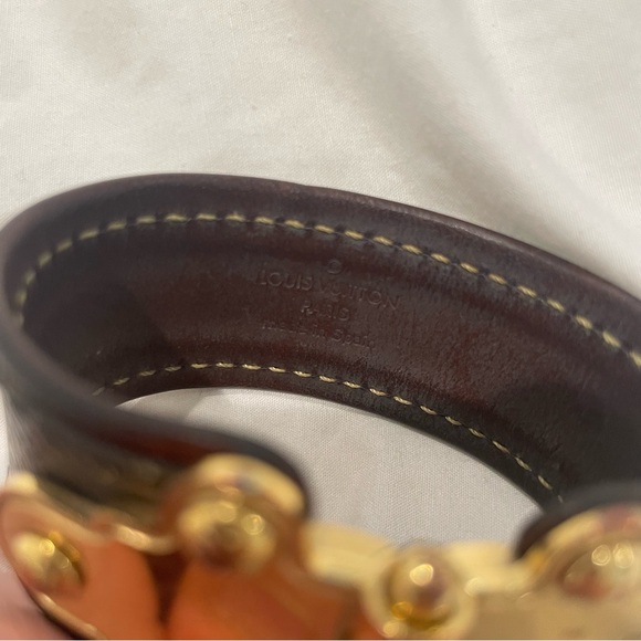 Louis Vuitton Save It Brown Monogram Canvas Cuff Bracelet 100% Authentic - Picture 5 of 11